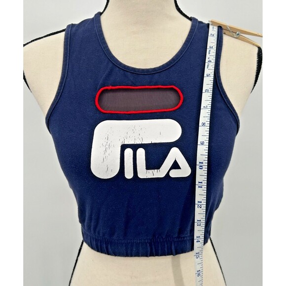 FILA Odette Logo Cropped Active Tank Top~Gym/Workout~Navy Blue~ Women's Sz Small - Picture 8 of 12